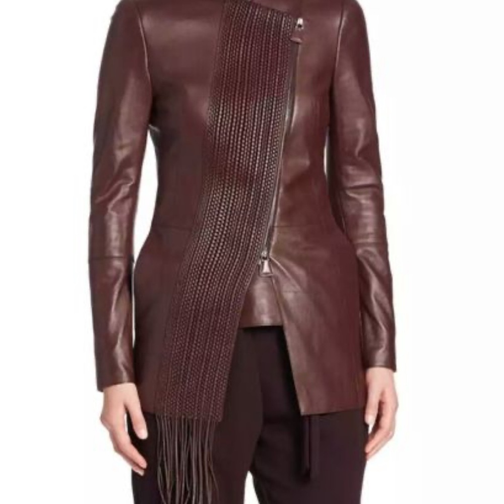 Akris Dark Wine Leather Jacket